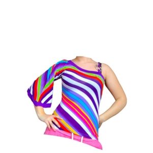 Y2ky one shoulder striped top sz S